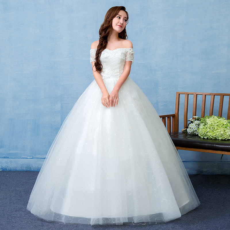 韩版公主式蓬蓬裙婚纱定做批发白纱齐地婚纱HB0010
