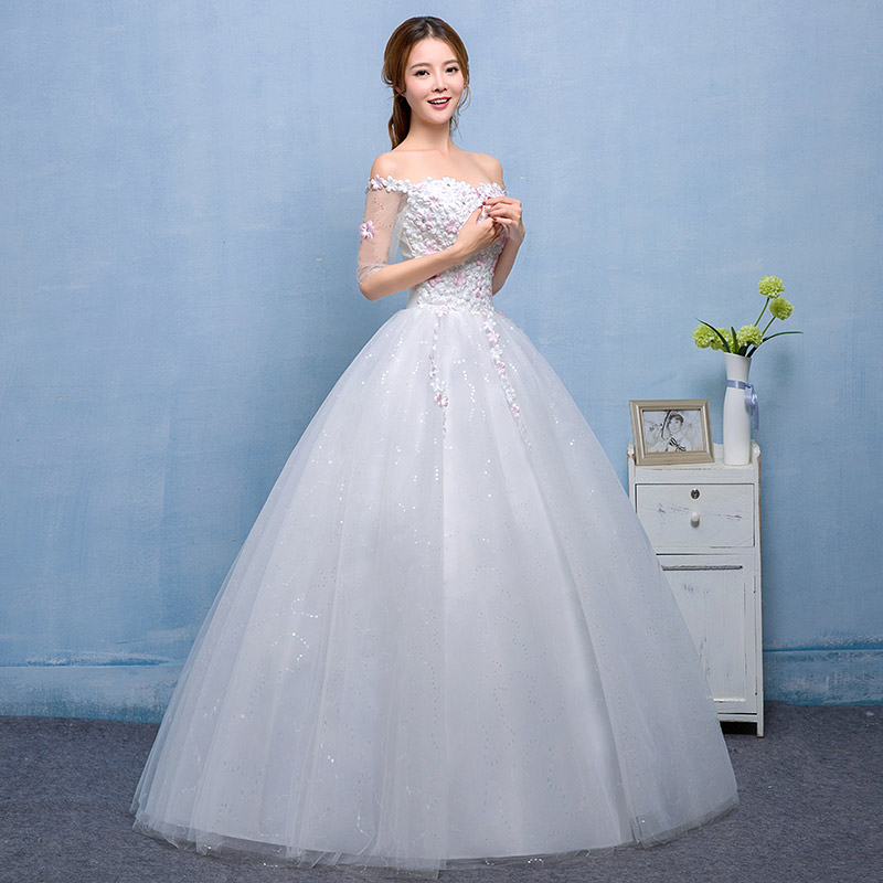 韩版短袖齐地韩式定制新款韩式公主式婚纱批发HB0018