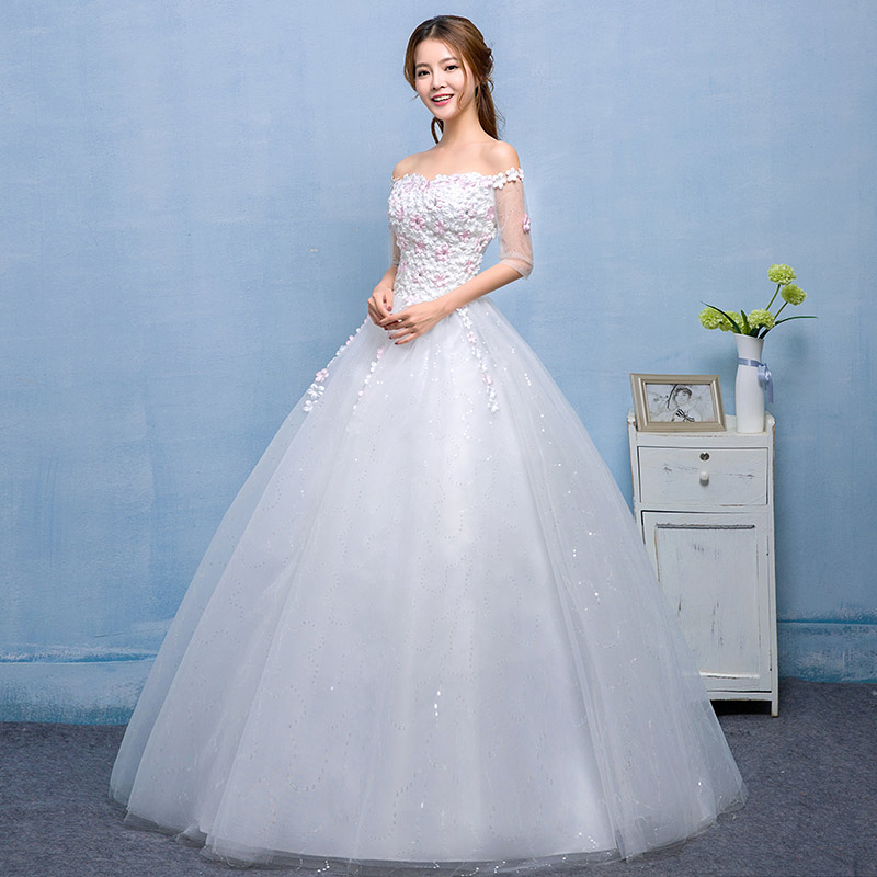 韩版短袖齐地韩式定制新款韩式公主式婚纱批发HB0018