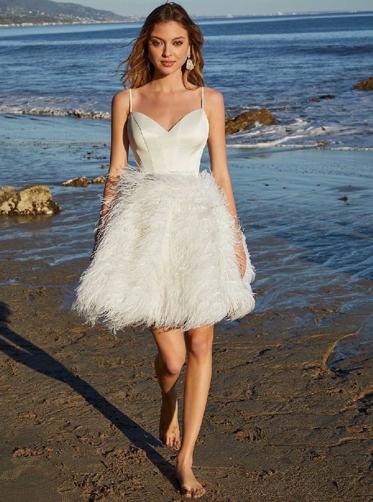 外景婚纱照新款欧式海滩婚纱摄影短款绑带礼服LIFU2052