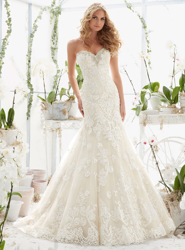 鱼尾婚纱礼服新款法式豪华鱼尾裙小拖尾婚纱礼服HS9397