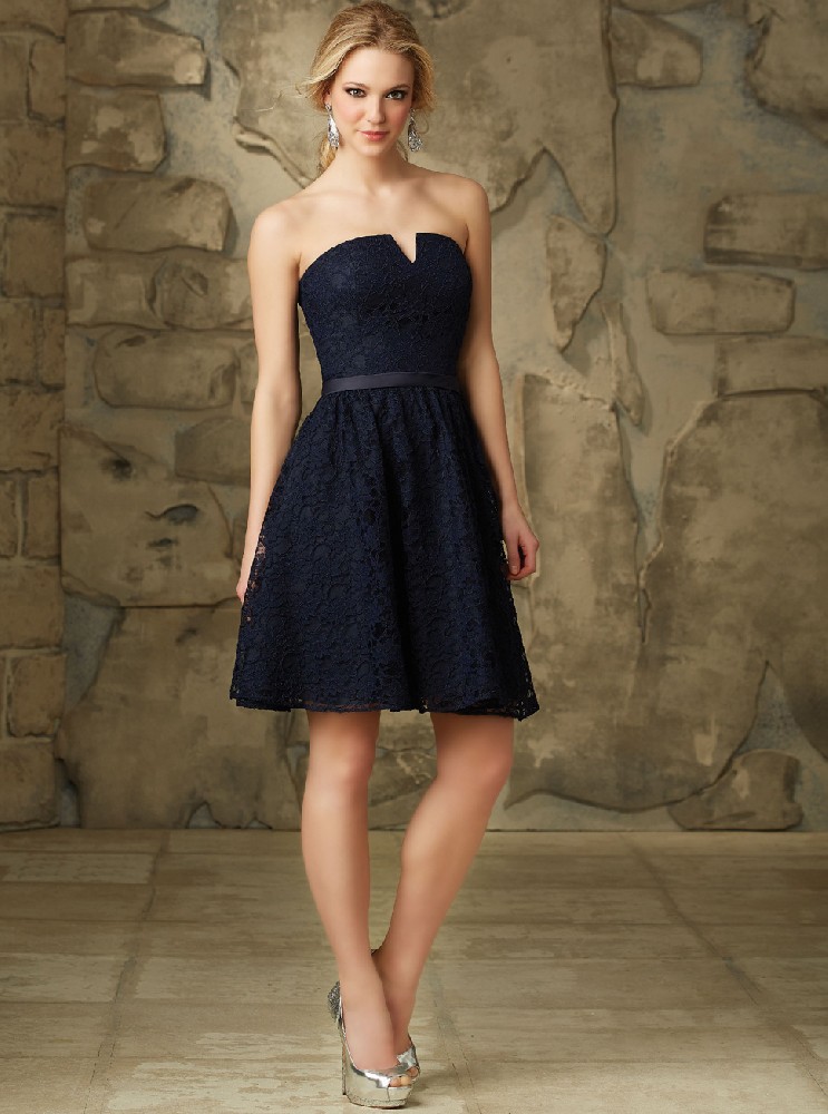 新款藏青色A字摆礼服裙定做批发欧式蕾丝小礼服LIFU2009